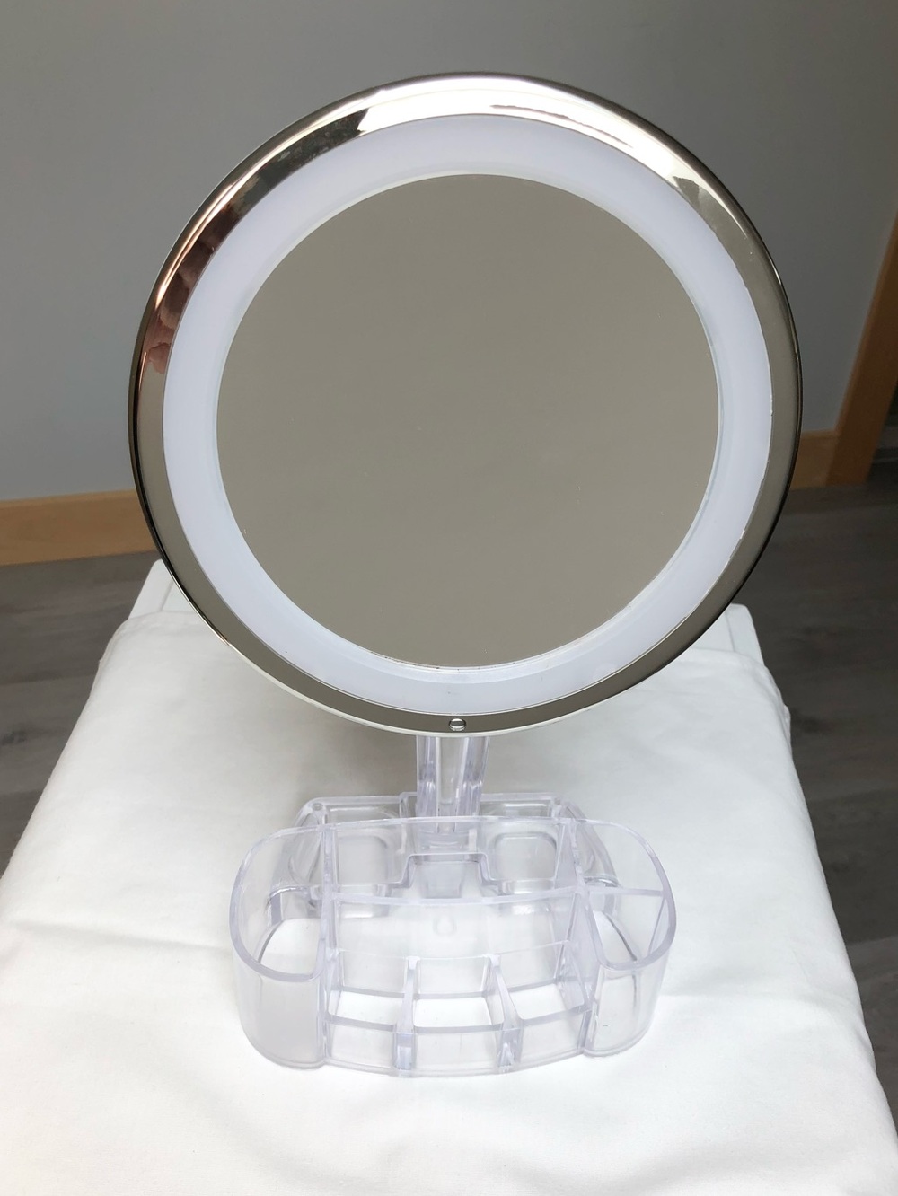 Daisi 7X Magnifying Lighted Makeup Mirror With Cosmetic Organizer
